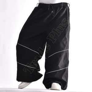 Trending Unisex Oversized <b>Black</b> Snowboard Pants with Reflective Piping Durable Outer Shell Comfortable Fit and Air <b>Vent</b> Details - Product Image 2