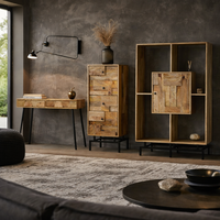 AKKU ART EXPORTS Chaise de salle à manger carrée moderne en bois de manguier massif, écologique, imperméable, avec structure en fer et panneau MDF, modèle de mobilier pour la maison