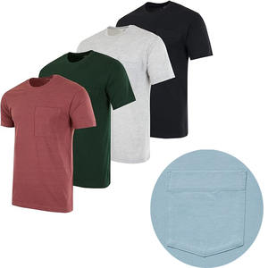 <b>High</b> Quality Polyester / Cotton Classic Men's Jersey Short Sleeve Breathable <b>Tshirt</b> with Front Pocket Drop Shoulder for Men - Product Image 1