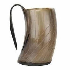 Tasse à boire en corne avec support en métal Tasse en corne de buffle Gravure polie authentique disponible en logo personnalisé adapté aux Vikings - Product Image 5