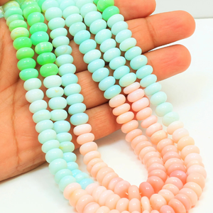 Perles de pierres précieuses opales naturelles, mélange rose vert bleu ciel, lisses, rondes, 15 pouces, 7-10 mm, opales multiples, qualité AAA, bijoux en pierres précieuses - Product Image 3