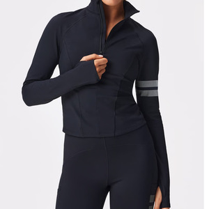 Veste de course à demi-zip pour femme, printemps, extensible dans les quatre sens, spandex/ respirant, coupe ajustée, vêtements de sport de yoga, grande taille - Product Image 2