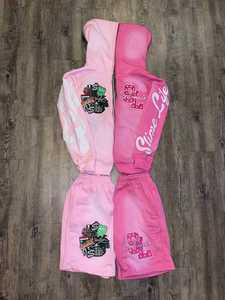 Wholesale Custom Embroidery Patch Logo <b>Zip</b> up Hoodie and <b>Short</b> Set Cotton French Terry 2 Piece Outfit Hoodies and Jogger Sets - Product Image 3