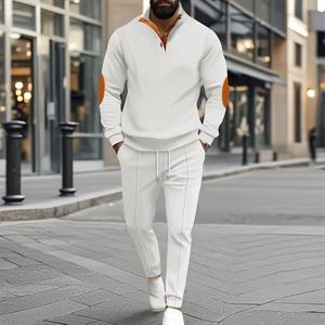 2025 New Trend <b>Men's</b> Sports <b>Hoodie</b> Sweatshirt Set Simple Fashion West Coast Breathable Business Casual for Spring Autumn Winter - Product Image 4