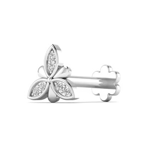 Beaux bijoux de corps en or blanc et rose 14KT 0.03CT diamant et perle rose jaune épingle de nez cadeau de mariage et de fiançailles pour les femmes - Product Image 3