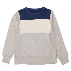 Jersey de cuello redondo de mezcla de algodón Unisex, sudadera gris azul Colourblock, ajuste holgado básico, Top bordado Technics para invierno - Product Image 1