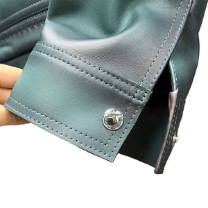 Chaqueta de cuero de vaca verde clásica superventas para hombre patrón sólido venta al por mayor bajo Moq 100% chaquetas de motocicleta de alta calidad - Product Image 3