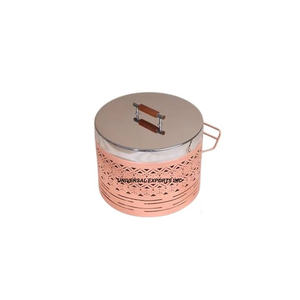 Réchauffeur de nourriture en acier inoxydable poli brillant Casserole de luxe au design floral Hotpot décoratif en métal de vente chaude - Product Image 5