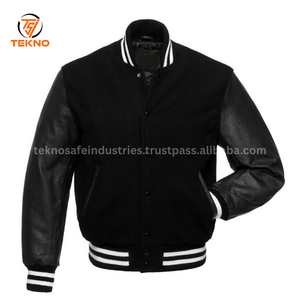Venta al por mayor de chaquetas masculinas personalizadas unisex de secado rápido transpirable Material de lana bordado de impresión Casual Varsity cuero OEM - Product Image 2