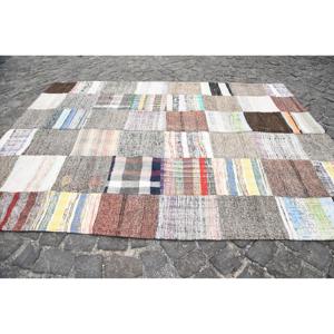 5.5x7.4 ft Rug, Turkish Vintage Rug, Patchwork <b>Brown</b> Animal Print Rug - Product Image 4