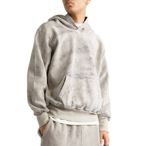 Sudaderas con capucha de algodón pesado de gran tamaño lavadas con ácido lisas en blanco con impresión de logotipo personalizado para hombre - Product Image 2