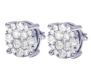 Women Fully Iced Out Hip Hop Style Fancy Diamond <b>Earring</b> In 925 Sterling <b>Silver</b> <b>Stud</b> <b>Earring</b> - Product Image 2