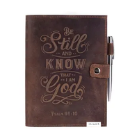 Cahier ligné de journal en cuir rechargeable 46v10 verset biblique en relief Cahier et stylo en cuir vintage faits à la main