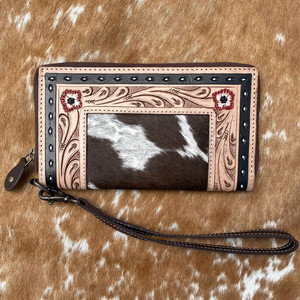 Portefeuille sculpté usiné à la main pochette coque de téléphone portefeuille Offre Spéciale élégant en fourrure de vachette multi-usages portefeuilles en cuir occidental - Product Image 2