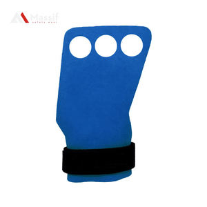 Cuir de vache 3 trous gymnastique paume protecteur Pad haltérophilie poignées et enveloppes de soutien de poignet réglables - Product Image 3