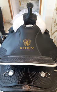 Sillín de doma de cuero de caballo ecuestre, sillín de alta calidad para espectáculo de caballos, sillín de diseñador cosido para exportación - Product Image 4