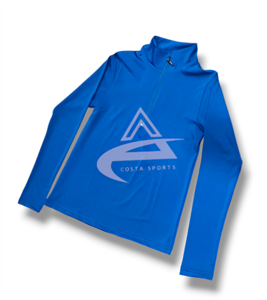 Ropa ecuestre de moda joven del OEM Capa base azul sólida de manga larga con técnicas impresas para montar a caballo - Product Image 3