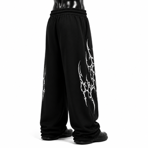 Pantalones Deportivos Anchos para Hombre, Estampado de Llamas, Corte Holgado, Cintura Elástica, Estilo Casual Urbano - Product Image 4