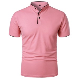 Polo de verano personalizado para hombre al por mayor manga corta suelta básica empalme cuello superior 100% algodón nuevo color sólido transpirable - Product Image 3