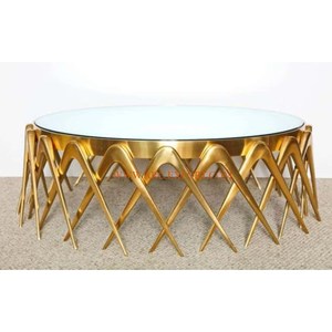 Forme et taille personnalisées Mobilier de salle à manger en plaqué or Centre de table Vente en gros Table de centre en laiton en métal de la plus haute qualité - Product Image 5