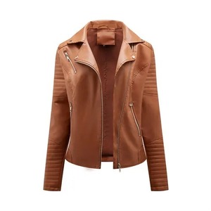 Nueva moda mujer chaqueta de cuero primavera otoño cremallera Casual Pu abrigo mujer Biker prendas de vestir exteriores ropa - Product Image 6