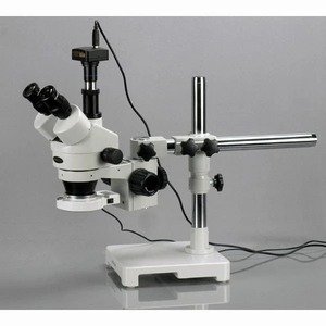 Nouveau microscope stéréoscopique zoom trinoculaire AmScope série SM-3, grossissement 3,5X-180X sur bras articulé avec caméra 10MP - Product Image 2