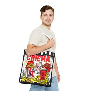 Borsa Tote Essenziale per Serata Cinema con Chiusura Aperta e Design Popcorn e Film per Uso Cinematografico - Product Image 6
