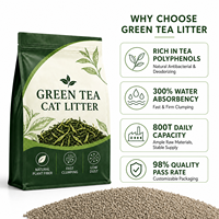 Litière pour chat au thé vert, essence de thé naturelle, capture des odeurs, à base de plantes, écologique, biodégradable, jetable aux toilettes, agglomérante, antibactérienne