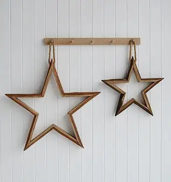 Ornamen kayu bentuk bintang gaya minimalis, dekorasi atas meja bentuk bintang untuk dekorasi rumah kayu