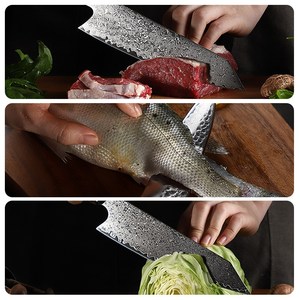 มีดเชฟเหล็กดามัสกัสแบบมืออาชีพทำจากเหล็กมีคมพิเศษทำจากญี่ปุ่นใช้ในครัวใบมีดแบบปรับแต่งได้ - Product Image 6