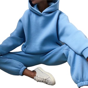 Ensemble de survêtement en polyester personnalisé pour femme, sweat-shirts et pantalons de survêtement unis, vente en gros, collection 2026 - Product Image 1