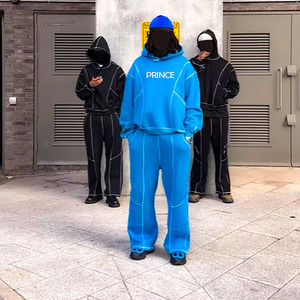 Prince Industry OEM Personnalisé Unisexe Coutures Contrastées Sweat à Capuche Surdimensionné et Jogger Pantalon de Survêtement Ensemble Survêtement Hommes - Product Image 1