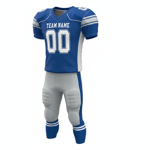 ชุดยูนิฟอร์มอเมริกันฟุตบอลแบบปรับแต่งได้ เสื้อและกางเกงขาสั้น ผลิตจากโพลีเอสเตอร์ 100% ระบายอากาศได้ดี มีไซส์พลัส พร้อมตำแหน่งโลโก้ด้านหน้า - Product Image 1