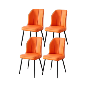 Chaises de repas Chaise de salle à manger à siège rembourré, chaise de maquillage avec pieds en métal noir, chaise d'appoint en cuir PU souple - Product Image 1