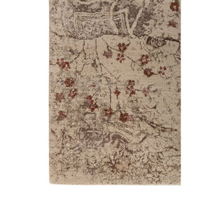 Far East Floral Hand Knotted <b>Wool</b> & Bamboo Silk Rug Large Area Esk-1574 for Bedroom Hallway Home Use Beige & <b>Brown</b> Rectangle - Product Image 4