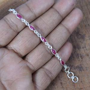 Red Ruby Sterling <b>Silver</b> Adjustable Bracelet Handmade Gemstone Jewelry July Birthstone Elegant Gift For <b>Women</b> - Product Image 2