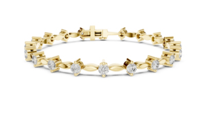 14K Yellow <b>Gold</b> Round Lab-Grown Diamond Party Wear <b>Bracelet</b> for Women Luxury Certified Bridal Anniversary Gift Elegan - Product Image 1