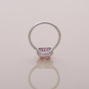 IGI Certified Pink Round Lab Grown Diamond Halo Engagement & Wedding Ring in <b>Solid</b> 925 Sterling <b>Silver</b> - Product Image 5