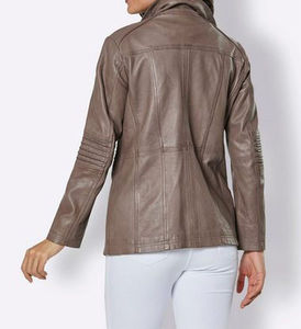 Chaqueta de Cuero para Mujer de Alta Calidad, Transpirable, con Logotipo Personalizado, Talla Grande, Cuello Alto, para Adultos, Chaqueta de Cuero con Estampado - Product Image 6