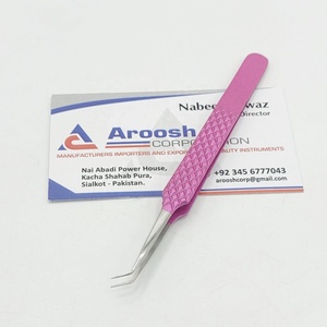 Pince à épiler transparente à 45 degrés en acier inoxydable avec prise en diamant, logo personnalisé, pince à cils durable, vente en gros - Product Image 2