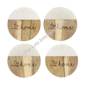 Posavasos Decorativos de Estilo Nórdico, de Alta Calidad, en Madera, Forma Cuadrada, Juego de 4 - Product Image 4