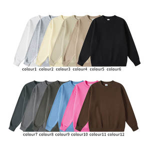 ODMOEM 2025 nouveau 450gsm confortable vierge 100% coton unisexe pull à col rond logo personnalisable Hoodies - Product Image 3