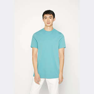 Venta caliente Camiseta de los hombres Color azul cielo Manga corta O Cuello Slim Fit Hombres adultos Ropa de verano Camisetas con etiqueta personalizada - Product Image 4