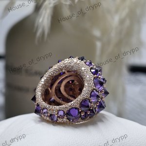 Luxury VVS Moissanite Diamond Sparkling Iced Out 925 Sterling Silver Rhodium Plated women's Party Wear <b>Statement</b> <b>Ring</b> - Product Image 4