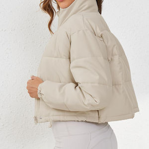 Veste courte matelassée d'hiver pour femmes 2026, veste zippée, col montant, chaude, couleur unie, vêtement d'extérieur décontracté, doudoune - Product Image 5