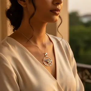 ต่างหูจี้ประดับพลอยสีเขียวชุบโรเดียมเงินแท้ 925 - Product Image 3