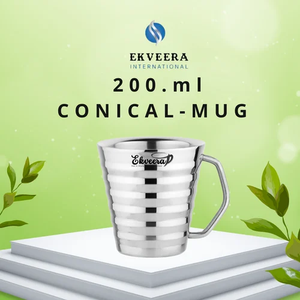Taza de té/café de acero inoxidable de doble pared cónica Premium ecológica de 200ml - Product Image 4