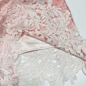 Haute qualité rose col rond manches courtes <span class=keywords><strong>dégradé</strong></span> garni robe moulante pour les femmes en mousseline de soie florale dos nu fermeture éclair dentelle - Product Image 4