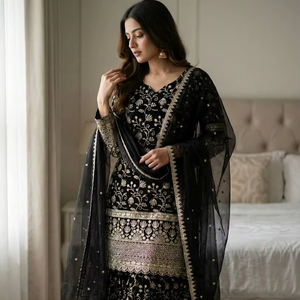 Vente en gros de salwar kameez en soie de designer ethnique indien pour femmes - Product Image 1
