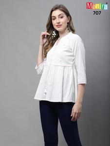 2024 nouveau Design à la mode décontracté dames impression et broderie haut court pour femmes hauts de l'Inde fabricant vêtements réguliers haut - Product Image 2